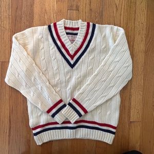Vintage Jaeger Wool V-neck tennis sweater size 42